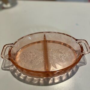 Vintage Pink Jeanette Glass Co 2 Part Relish Dish